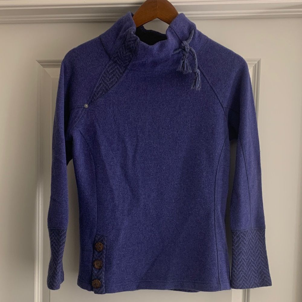 Prana Women's Cowl Neck wool blend Sweater in Rich Purple